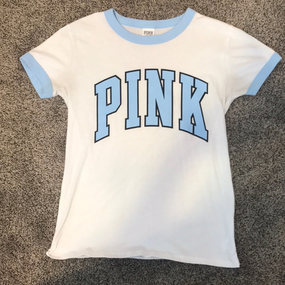 This white and light blue shirt is from PINK